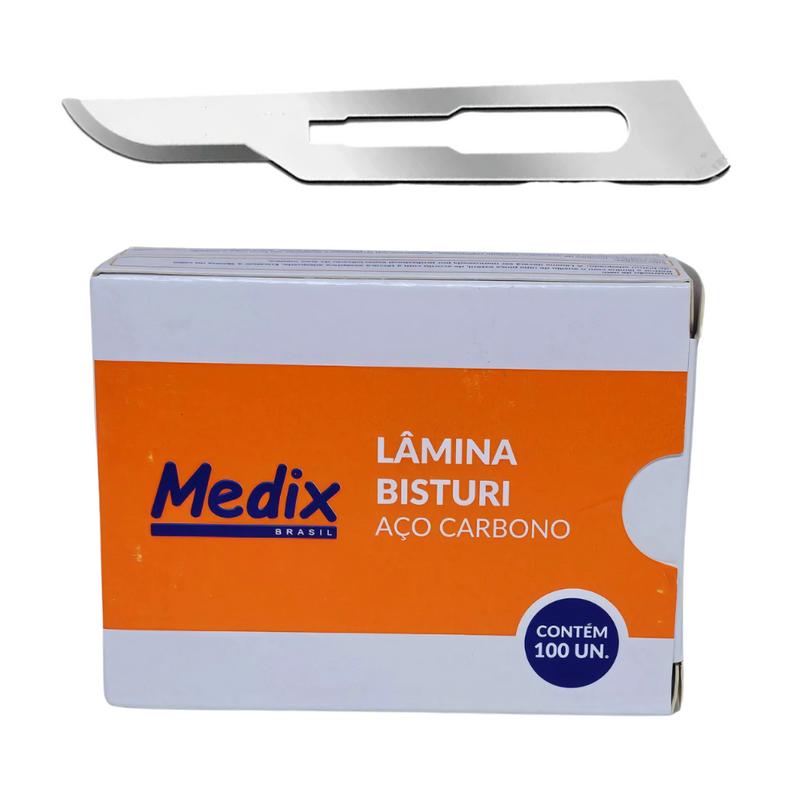 Lâmina de Bisturi Aço Carbono 100un - Medix