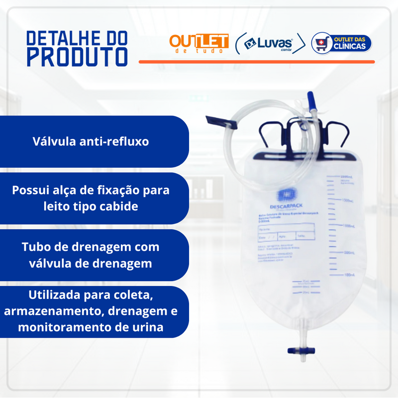 Bolsa Coletora de Urina Estéril Especial 2L - Descarpack