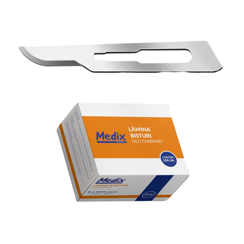 Lâmina de Bisturi Aço Carbono 100un - Medix
