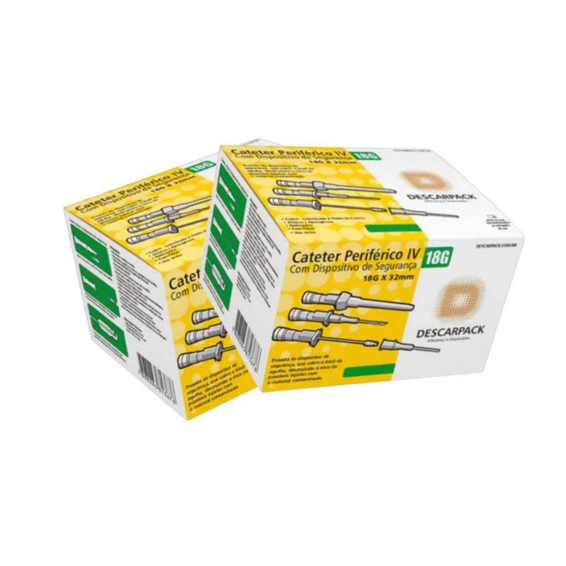 Cateter Com Dispositivo de Segurança 18G 100un - Descarpack