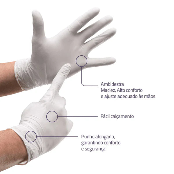 Luva de Procedimento Látex Branca Com Pó 100un - Descarpack