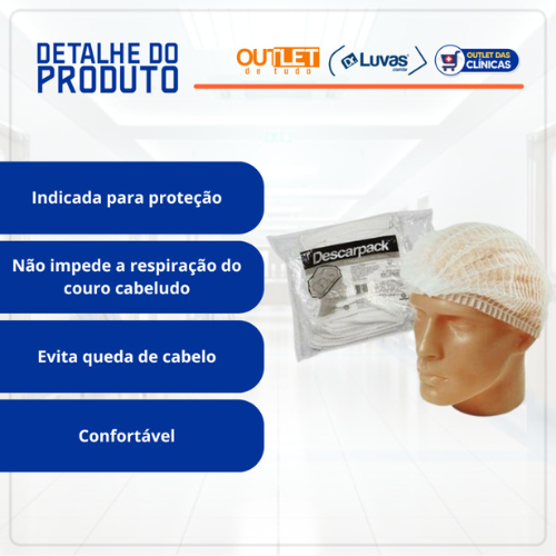 Touca Descartável Com Elástico Branca 100un - Descarpack