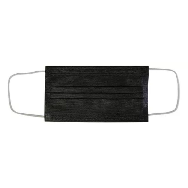 Máscara Cirúrgica Tripla Preta Com Elástico 50un - Medix