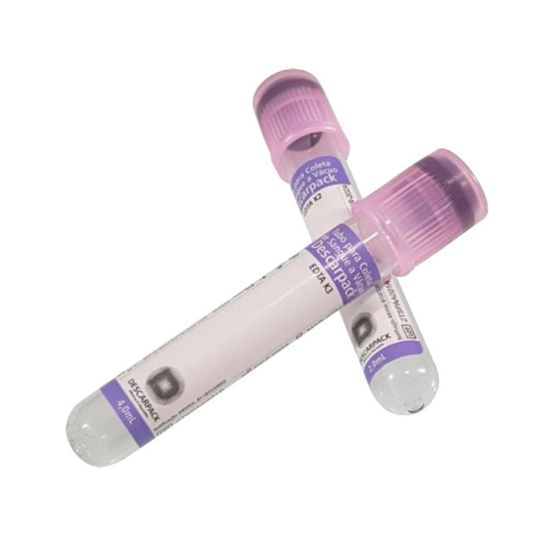 Tubo Para Coleta de Sangue EDTA K3 4ml Roxo 100un - Descarpack