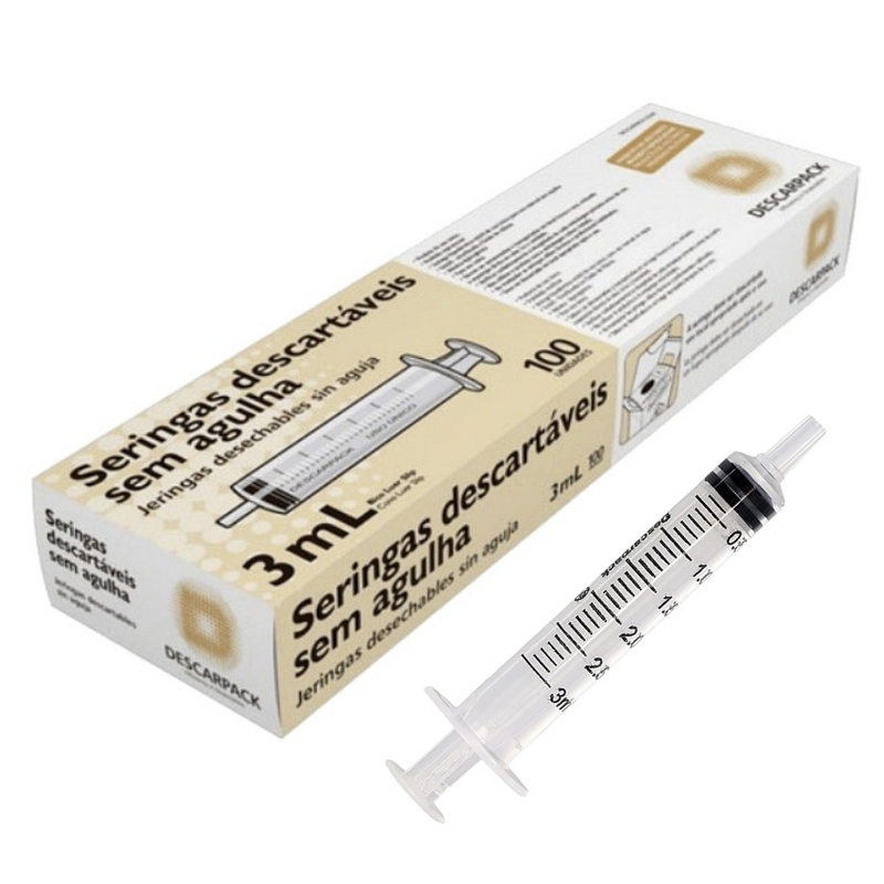 Seringa Descartável 3ml Luer Slip 100un - Descarpack