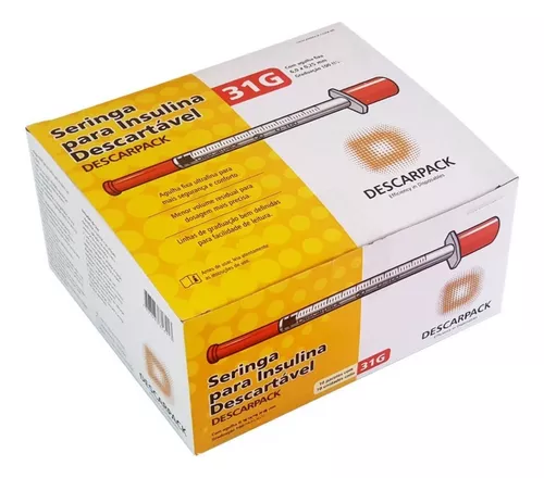 Seringa De Insulina Com Agulha Fixa 1ml 6x0,25mm 10un - Descarpack