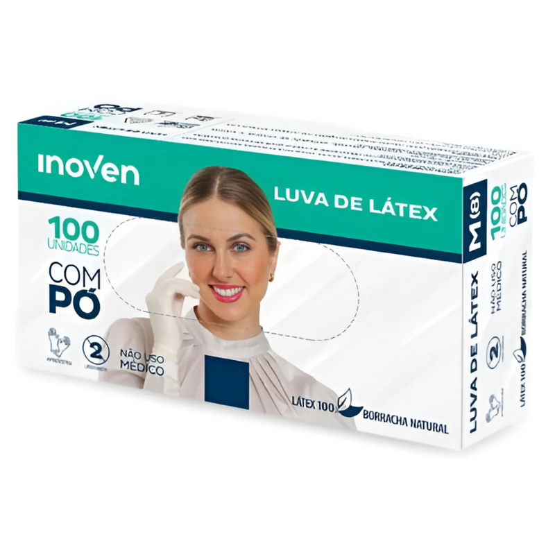 Luva de Látex Branca Com Pó 100un - Inoven