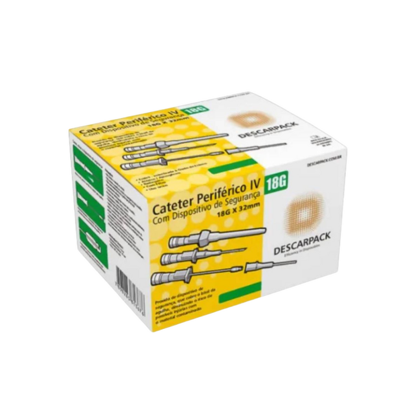 Cateter Com Dispositivo de Segurança 18G 100un - Descarpack