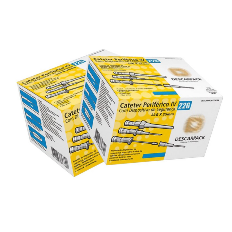 Cateter Com Dispositivo de Segurança 22G 100un - Descarpack